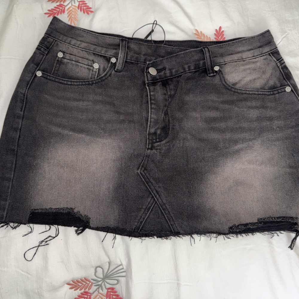 Fashion Nova Distressed Black Mini Skirt